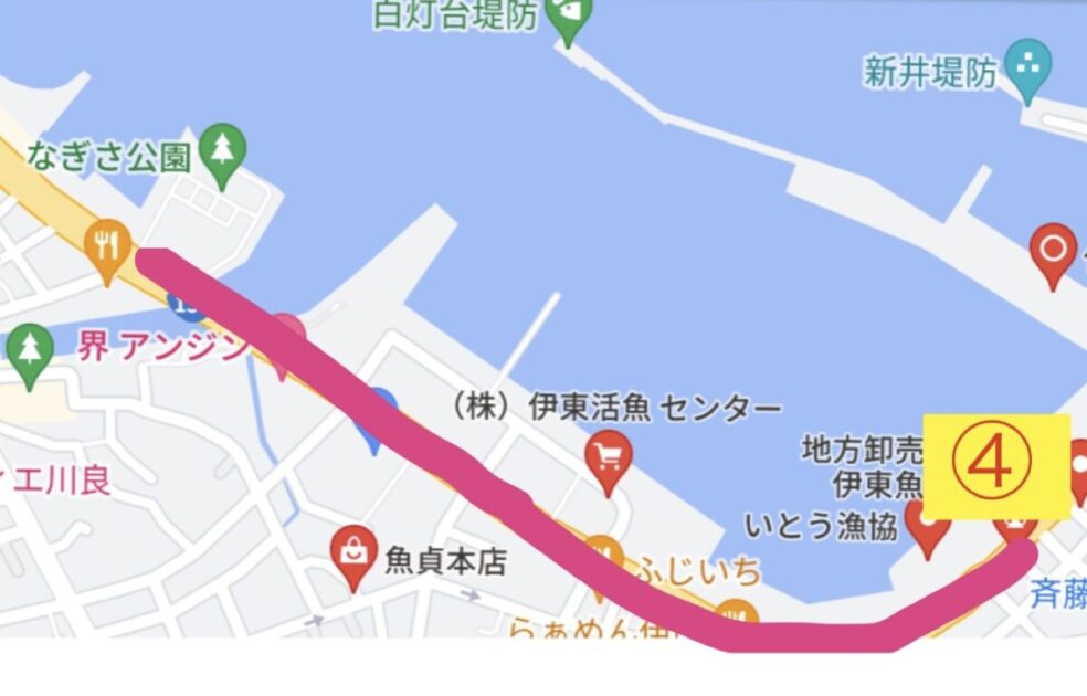 伊東魚市場までの道