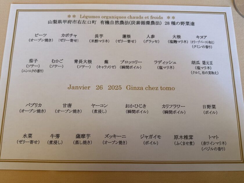 銀座高級フレンチ メニュー